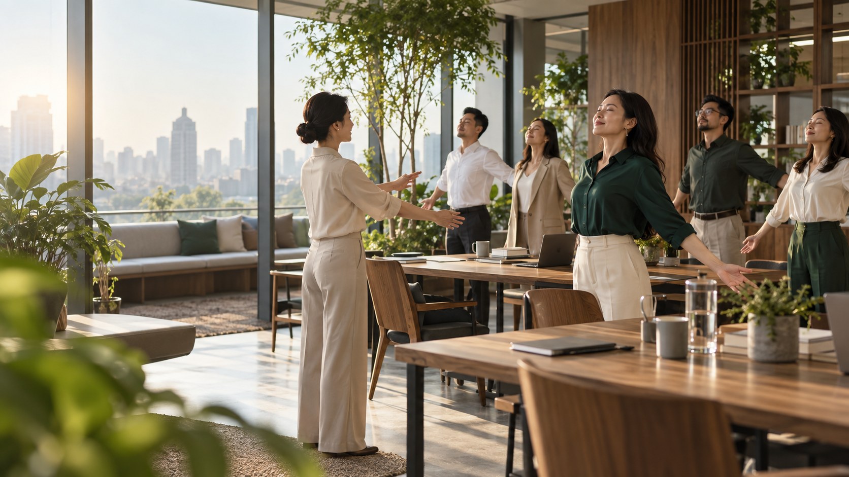 Đội ngũ văn phòng thực hành hơi thở và wellness
